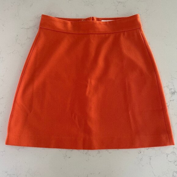Selected Femme Mynella Lined Textured Poly A-Line Mini Skirt Orangeade Sz 36 NWT - Picture 1 of 9